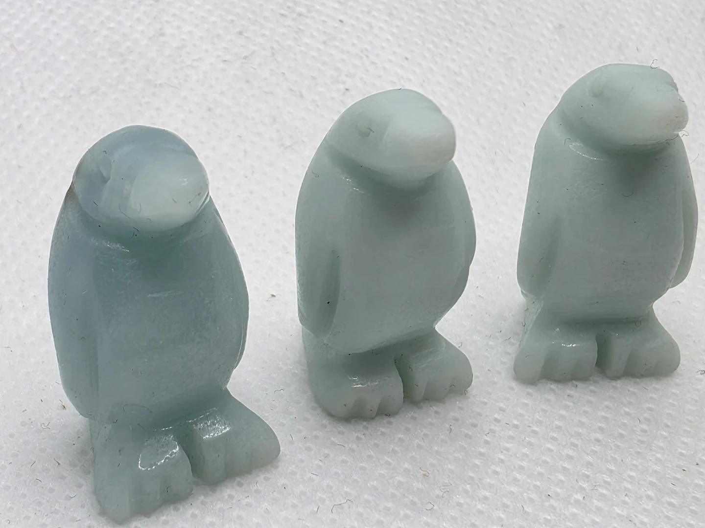 3 Carved Stone Penguin Figurines MINI