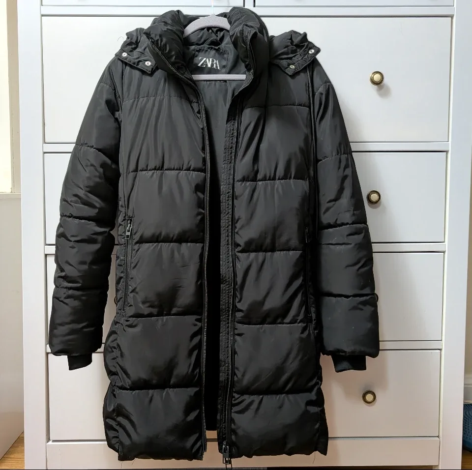 Women's Zara Black Puffer Coat XS #cleanout