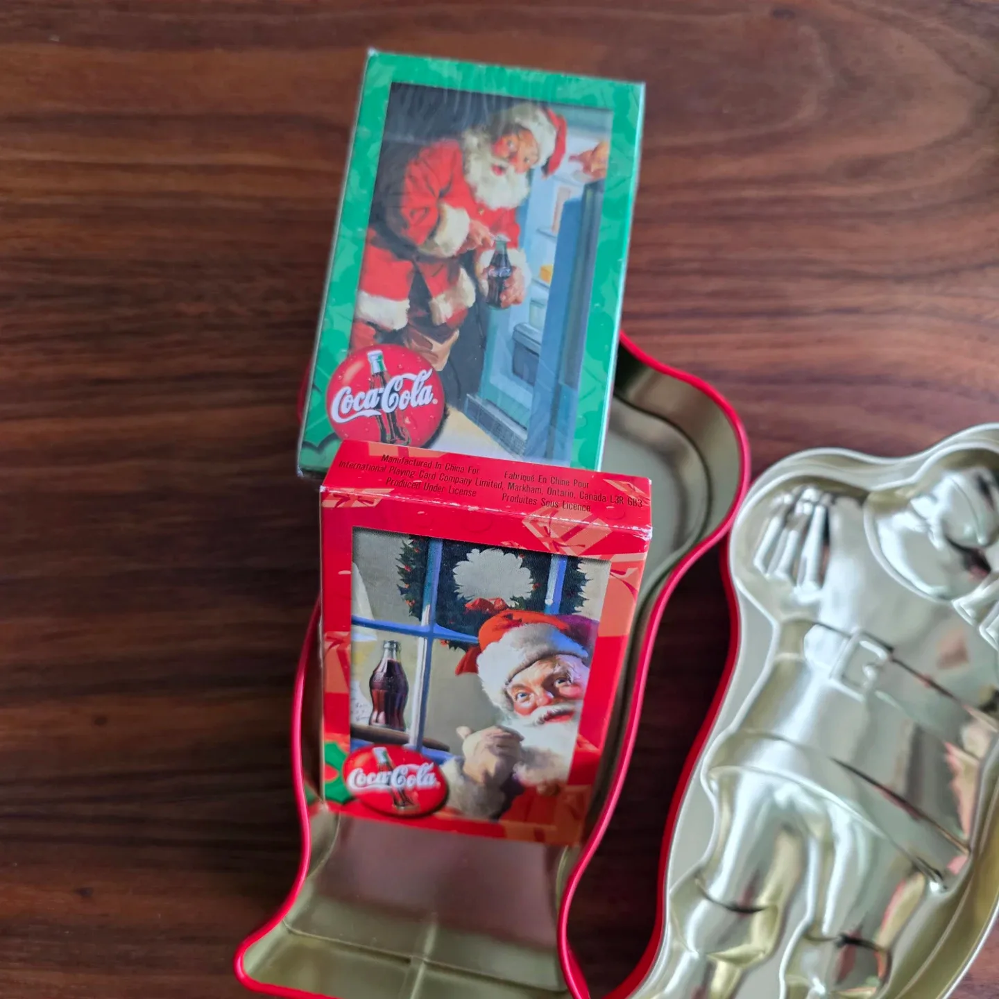 Coca Cola Santa Tin with 2 Decks of Playing Cards