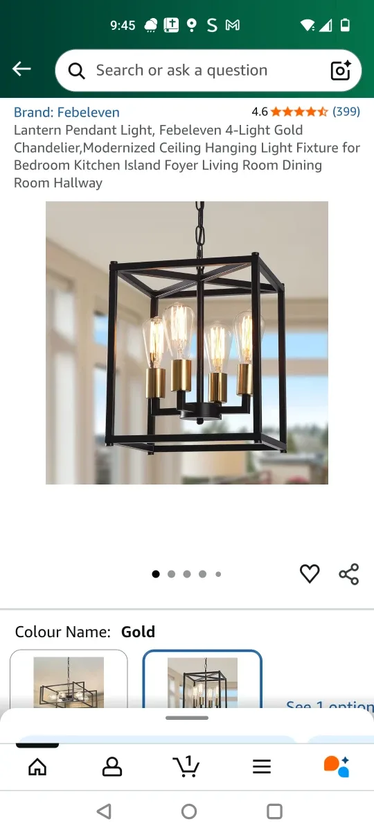 Febeleven 4-Light Gold Lantern Pendant Light