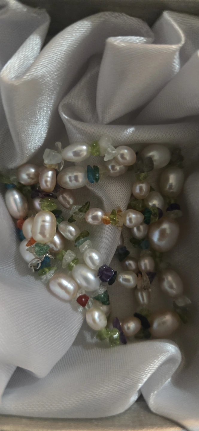Freshwater Pearl and Multi Gemstone Necklace 18" 10.00ctw