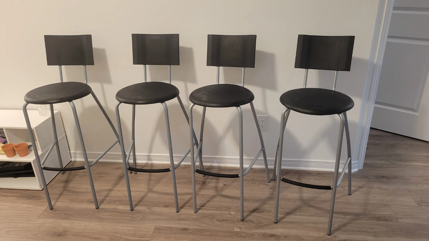 Set of 4 Black Bar Stools - photo 3