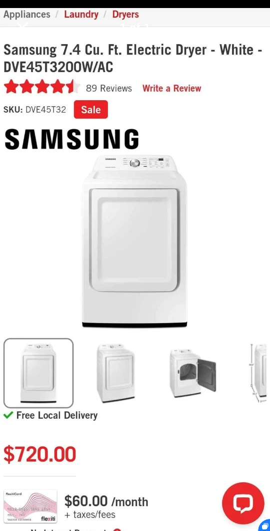 Samsung 7.4 Cu. Ft. Electric Dryer - White