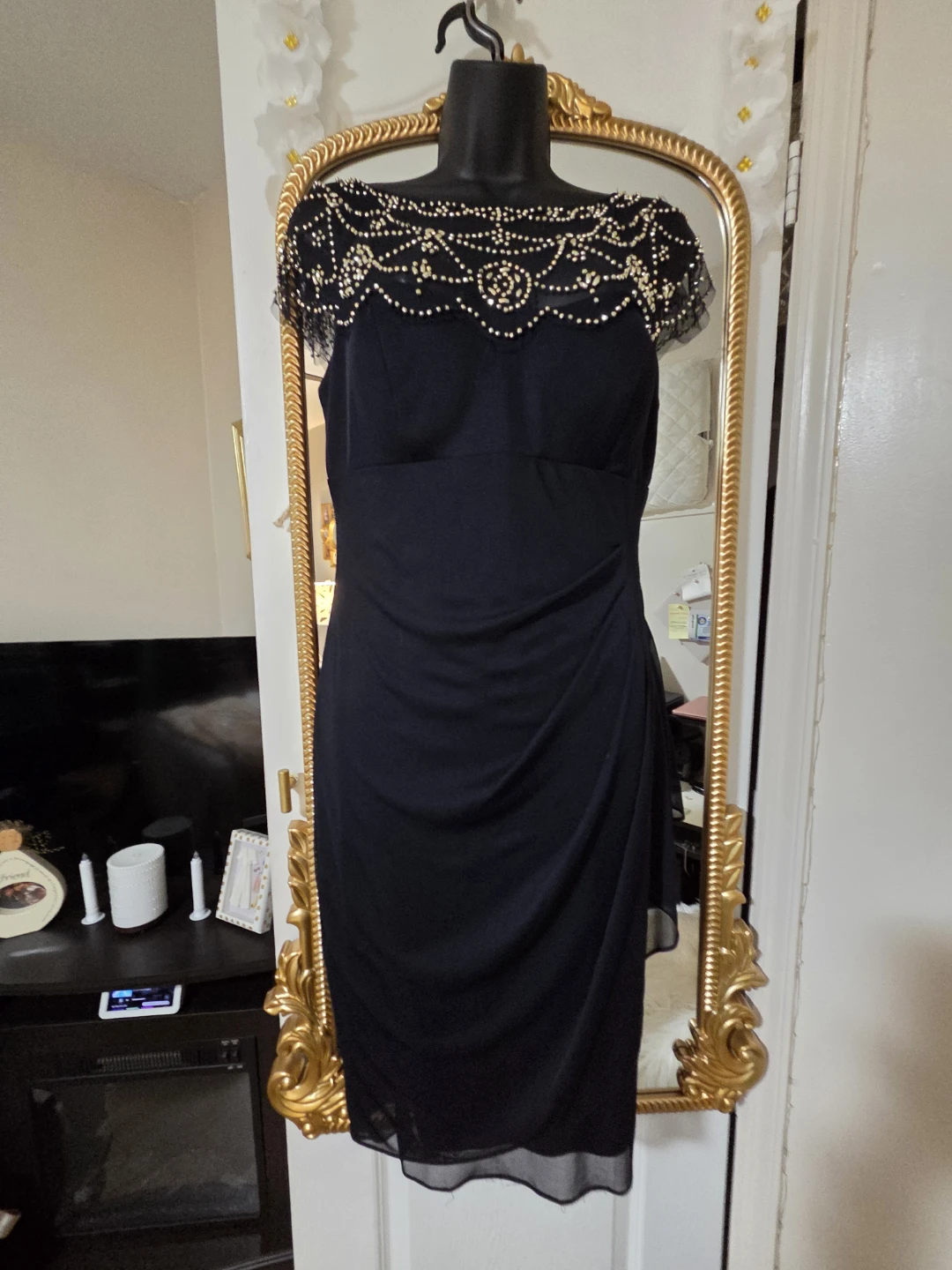 Black Dress with Pearl Detail