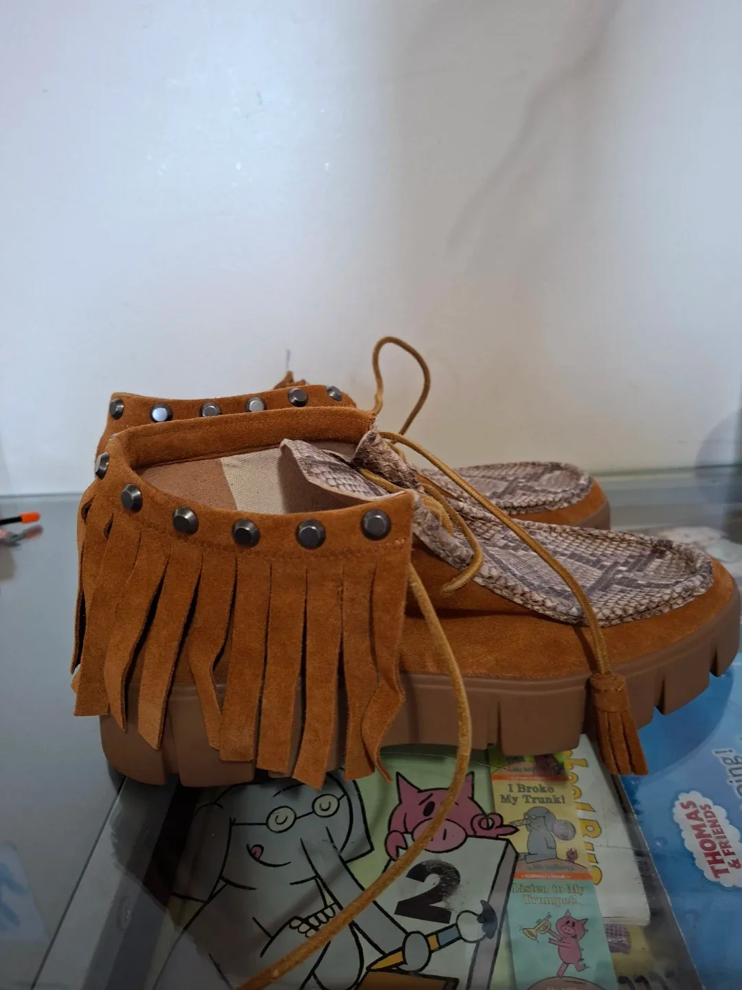 Geox Suede Fringe Moccasin Shoes