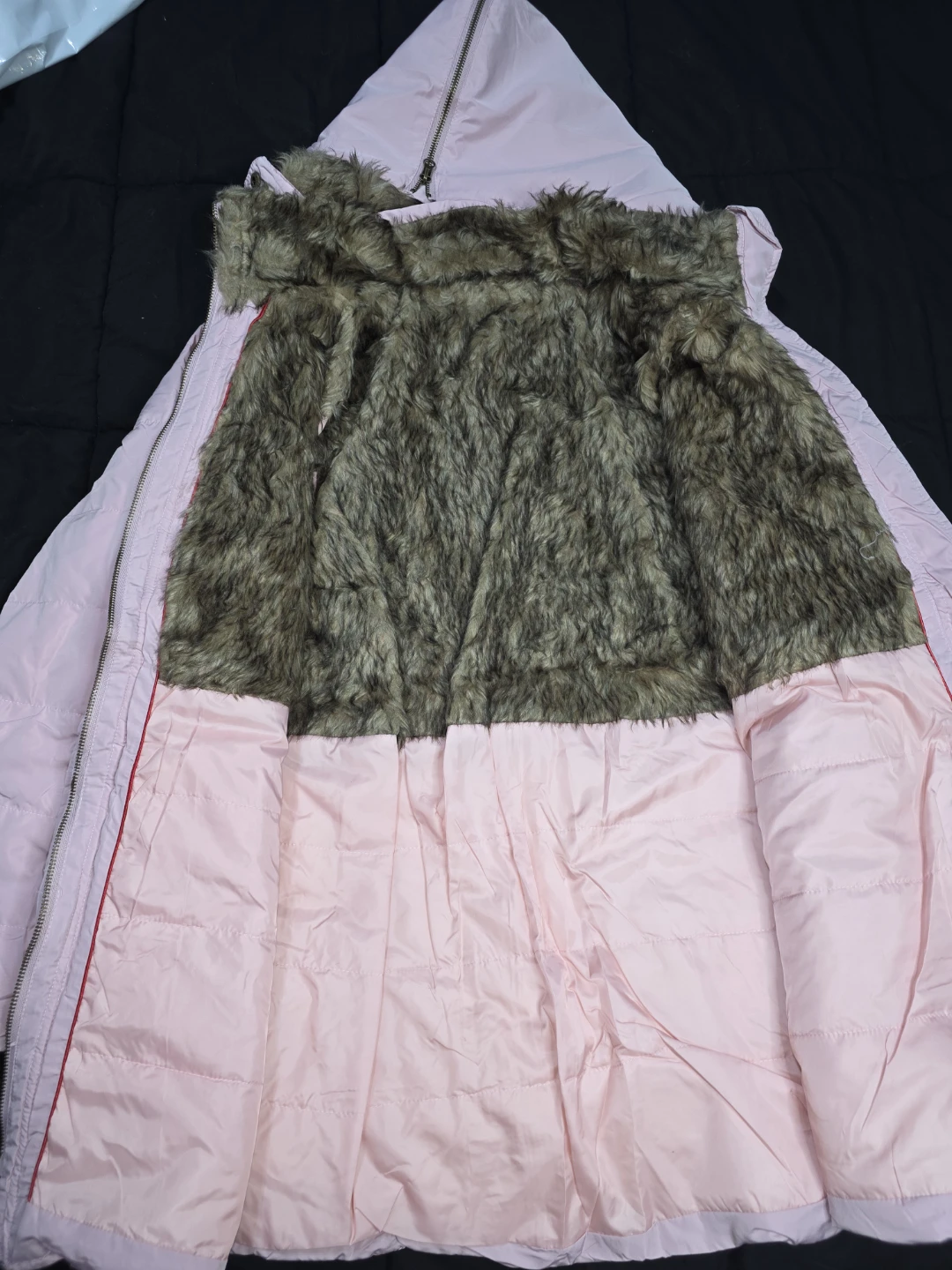 Pink Puffer Duck Down Jacket with Faux Fur Hood - photo 2