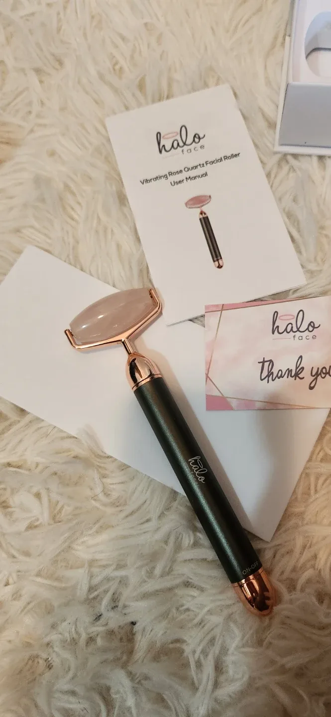 Halo Face Vibrating Rose Quartz Facial Roller