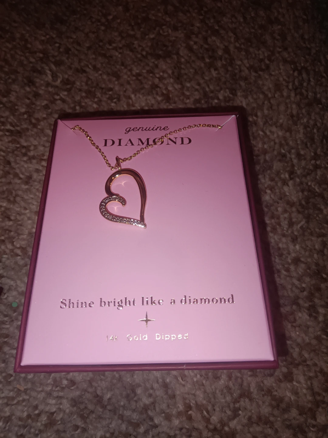 Genuine Diamond Heart Necklace - 14k Gold Dipped - photo 4