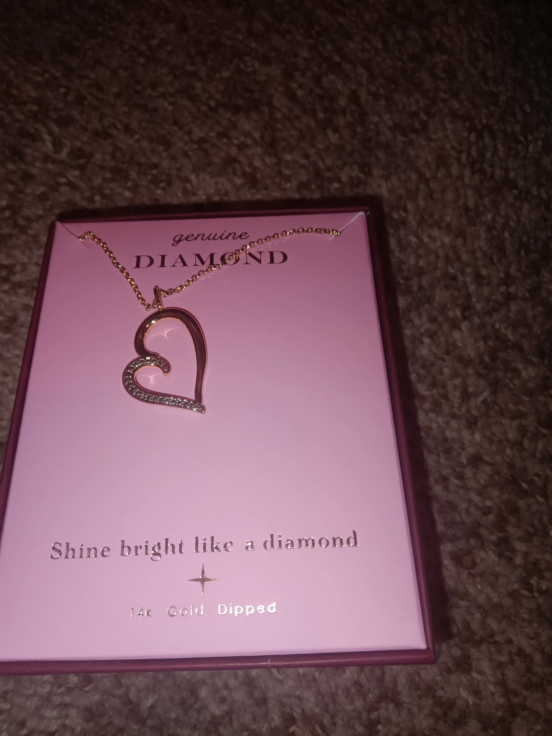 Genuine Diamond Heart Necklace - 14k Gold Dipped - photo 5
