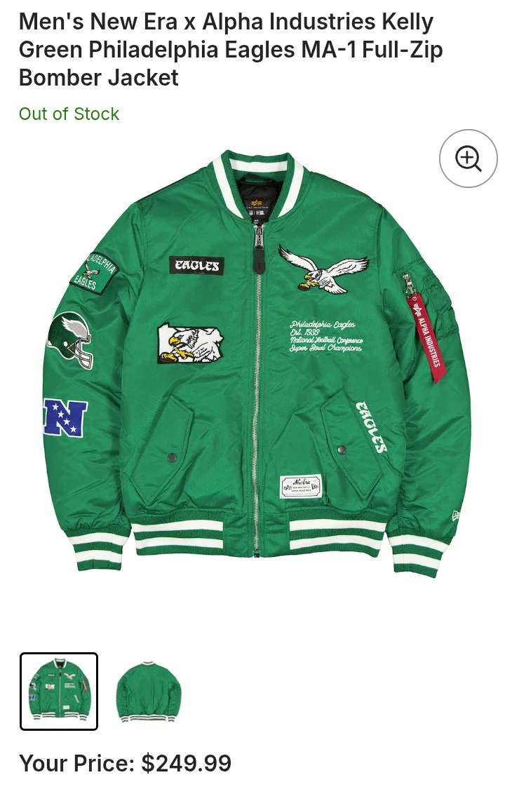 Alpha Industries x New Era Eagles MA-1 Bomber Jacket
