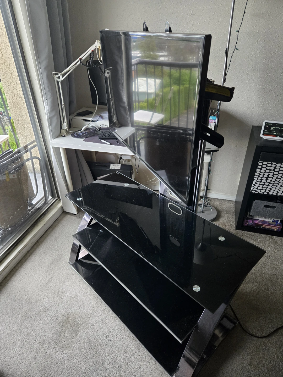 Black Glass TV Stand with Mount - photo 2
