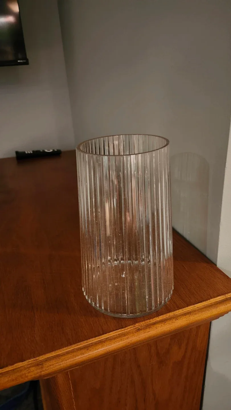 Clear Ribbed Glass Vase