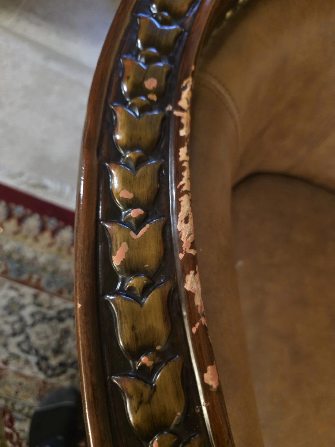 Brown Leather Loveseat Sofa - photo 2