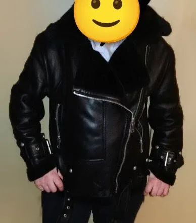 Rebecca Minkoff Black Faux Leather Aviator Jacket image indicator(3)