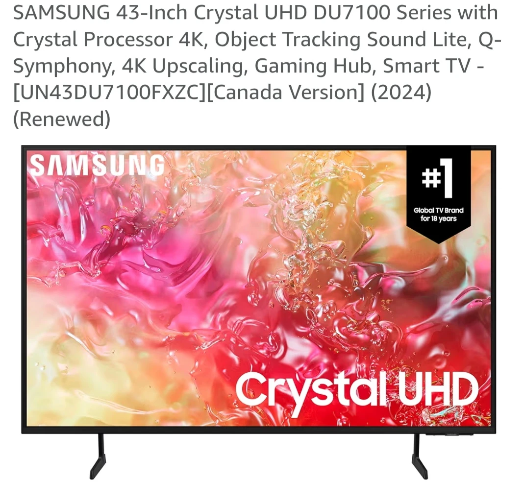 Samsung 43" Crystal UHD DU7100 Series Smart TV - photo 2
