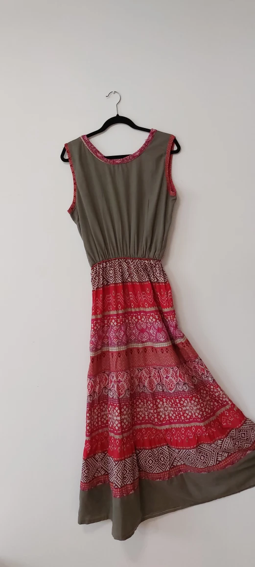 Handmade Maxi Dress - Red & Green