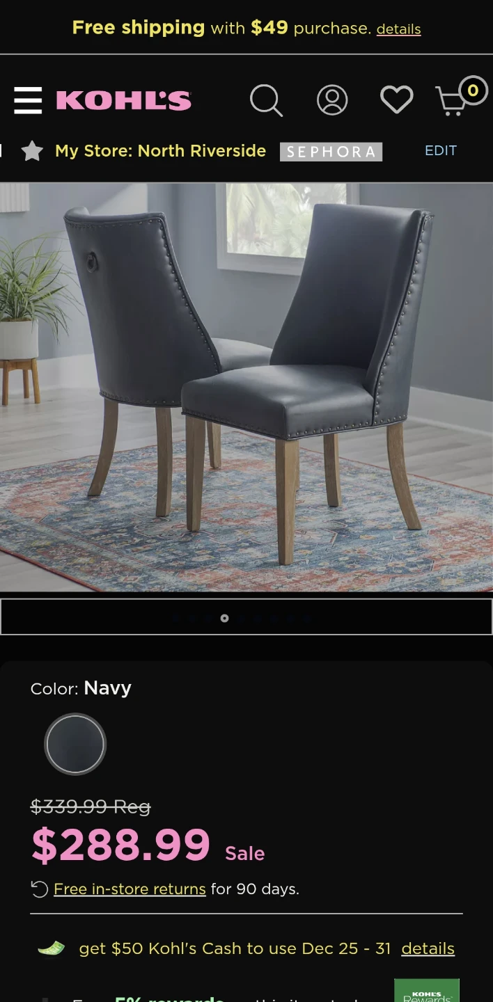 Linon Adler Navy Dining Chair