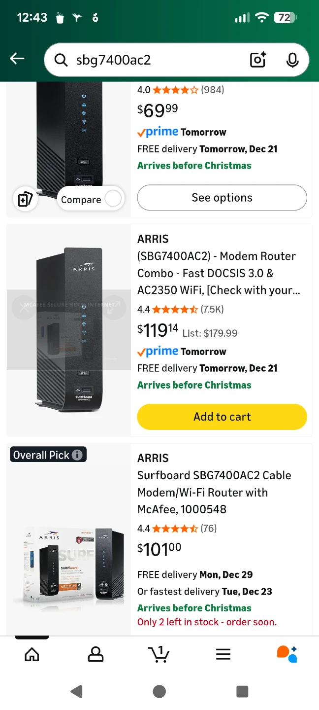 Arris SURFboard SBG7400AC2 Cable Modem - photo 2