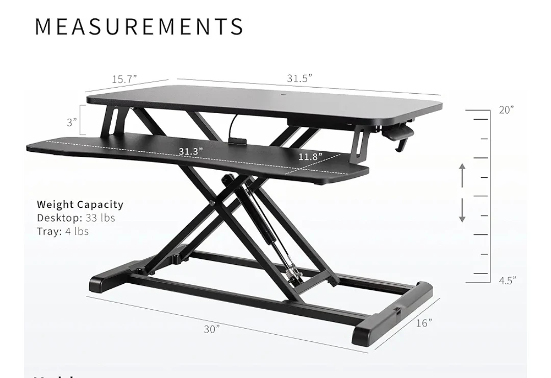 VIVO 32-inch Black Sit to Stand Desk Converter - photo 5