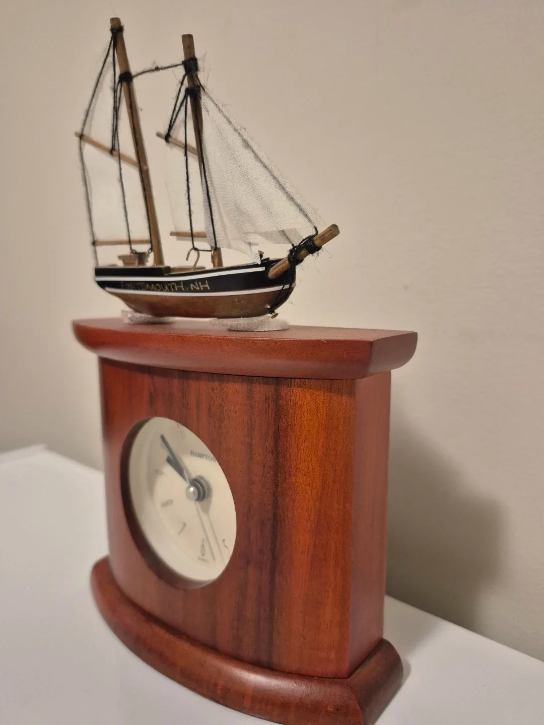 Hampton Clock with Wooden Ship attached #Cleanout image indicator(2)