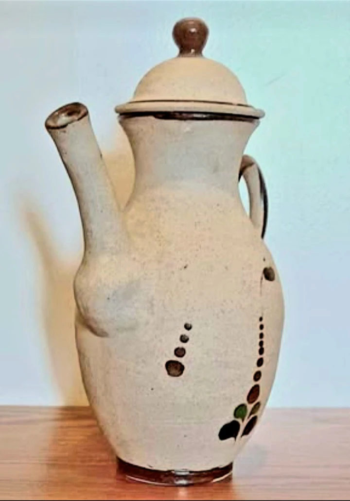Unique Vintage Hand-Painted Mexican Pitcher with Lid - photo 3