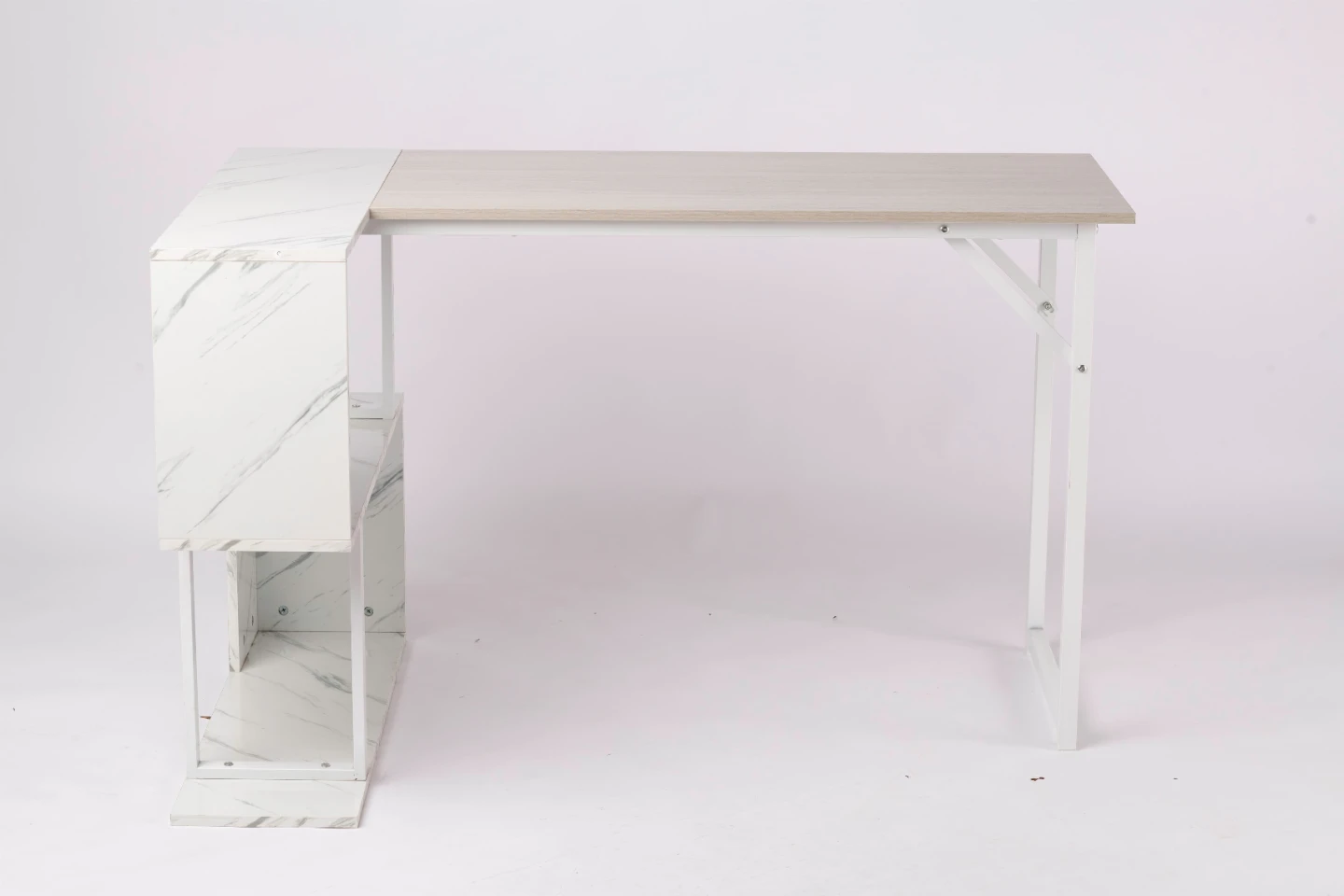 Modern White & Marble Desk with Shelves