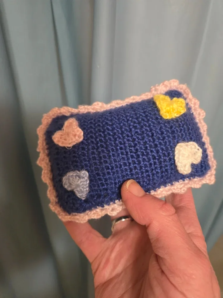 Handmade chrochet Pillow with Hearts for barbie