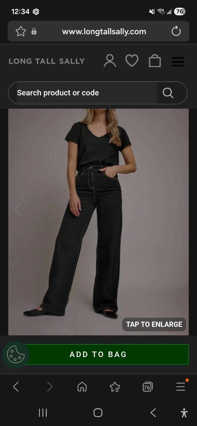 Long Tall Sally Black Contrast Stitch Wide Leg Jeans - US 12 - photo 3