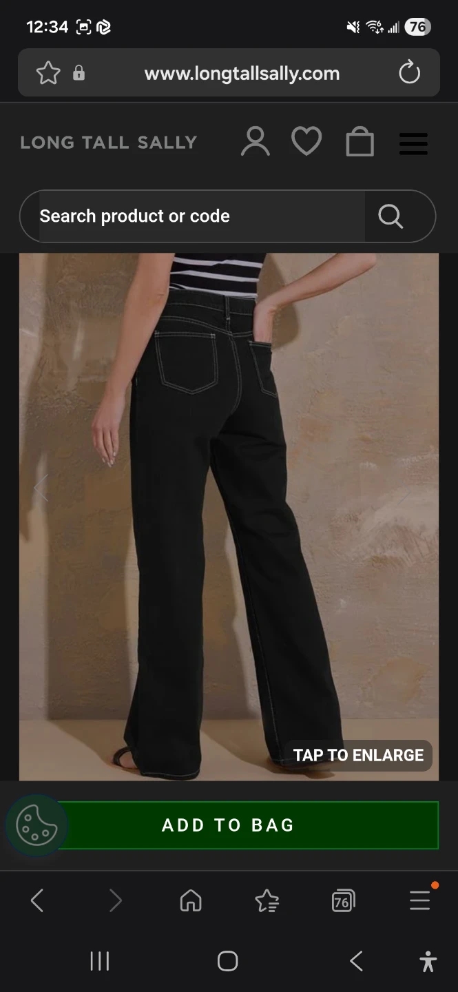 Long Tall Sally Black Contrast Stitch Wide Leg Jeans - US 12 - photo 5