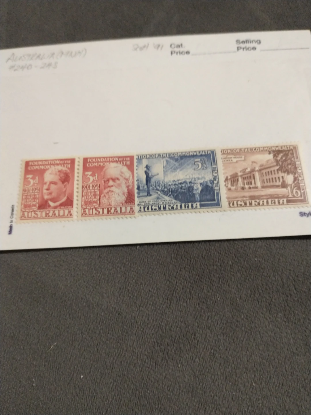 Lovely 1915 Australia Scott cat. #240-243 MNH 50th anniversary