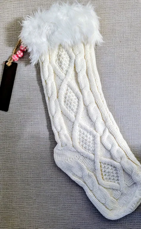 Brand New Cream Knit Christmas Stocking