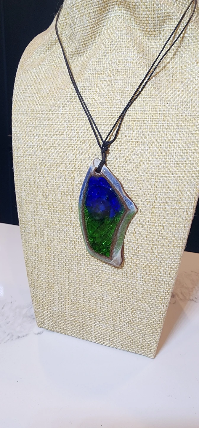 Handmade Clay & Resin Pendant Necklace - photo 2