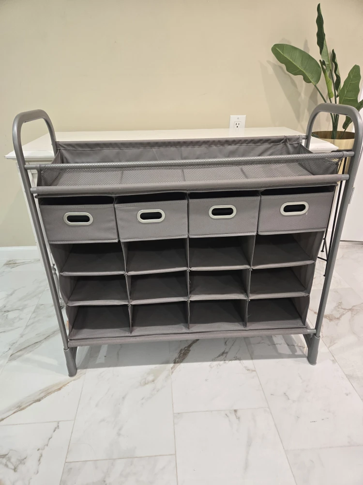 Gray Shoe Rack with Fabric Drawers - photo 2