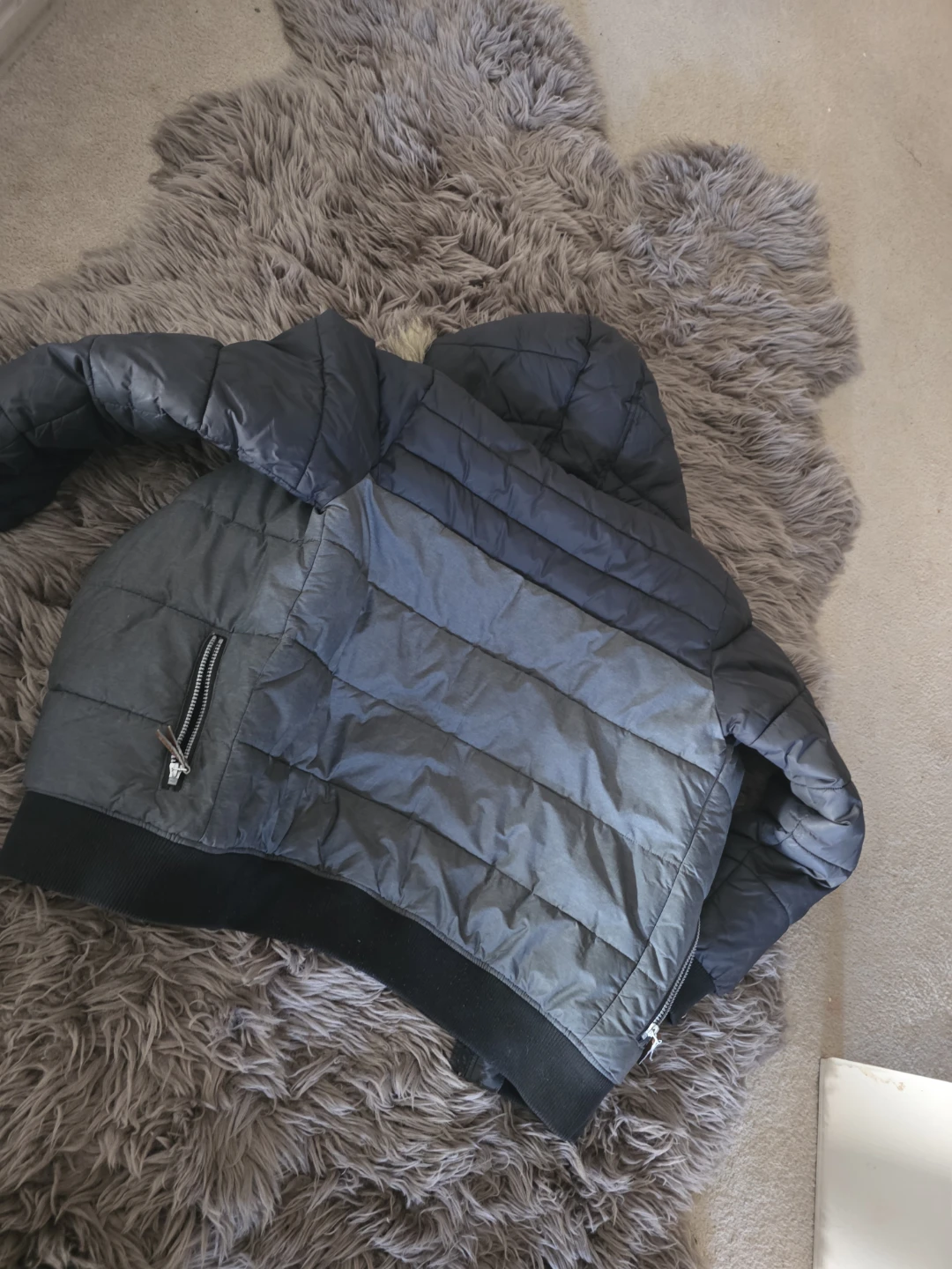 Puffer Jacket with Fur Hood - Grey - photo 2