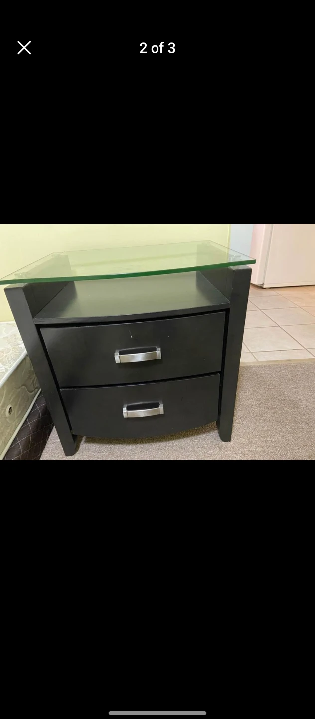Black Dresser with Mirror & Nightstands - photo 3