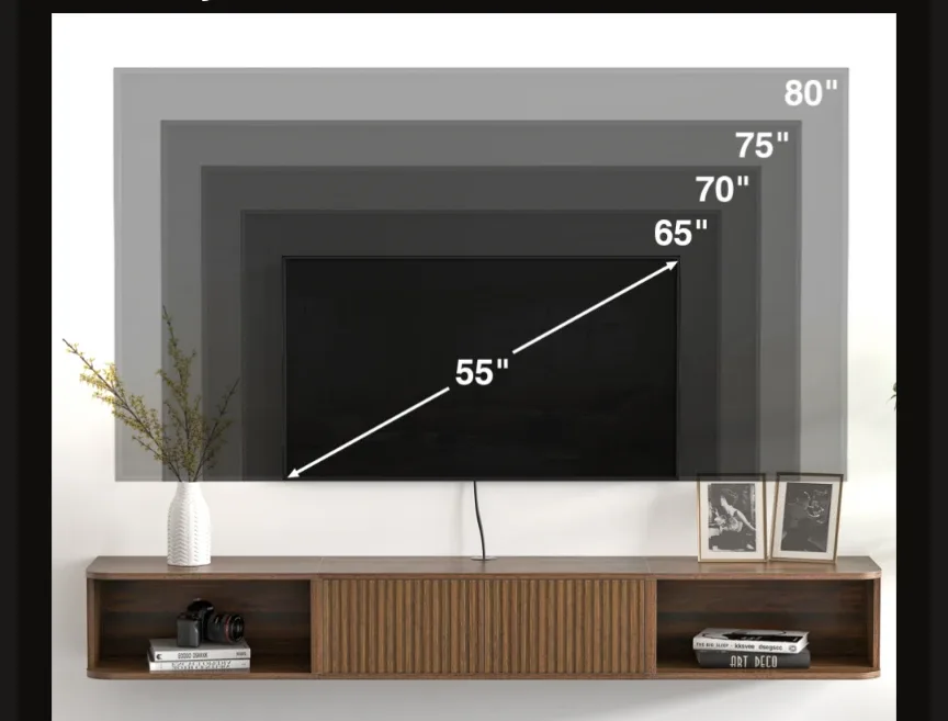 70" Floating TV Stand, Brown
