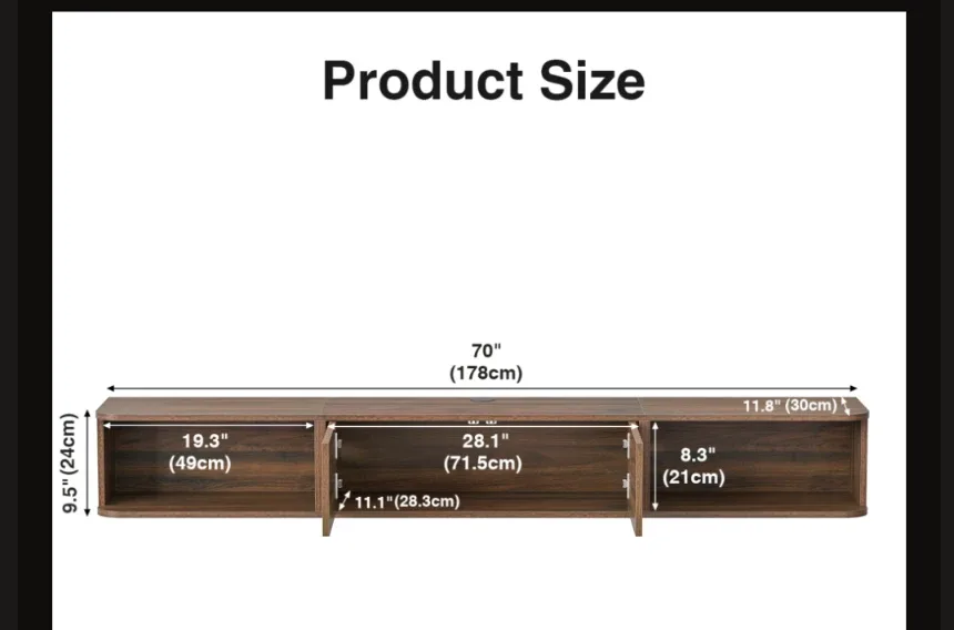 70" Floating TV Stand, Brown image indicator(2)