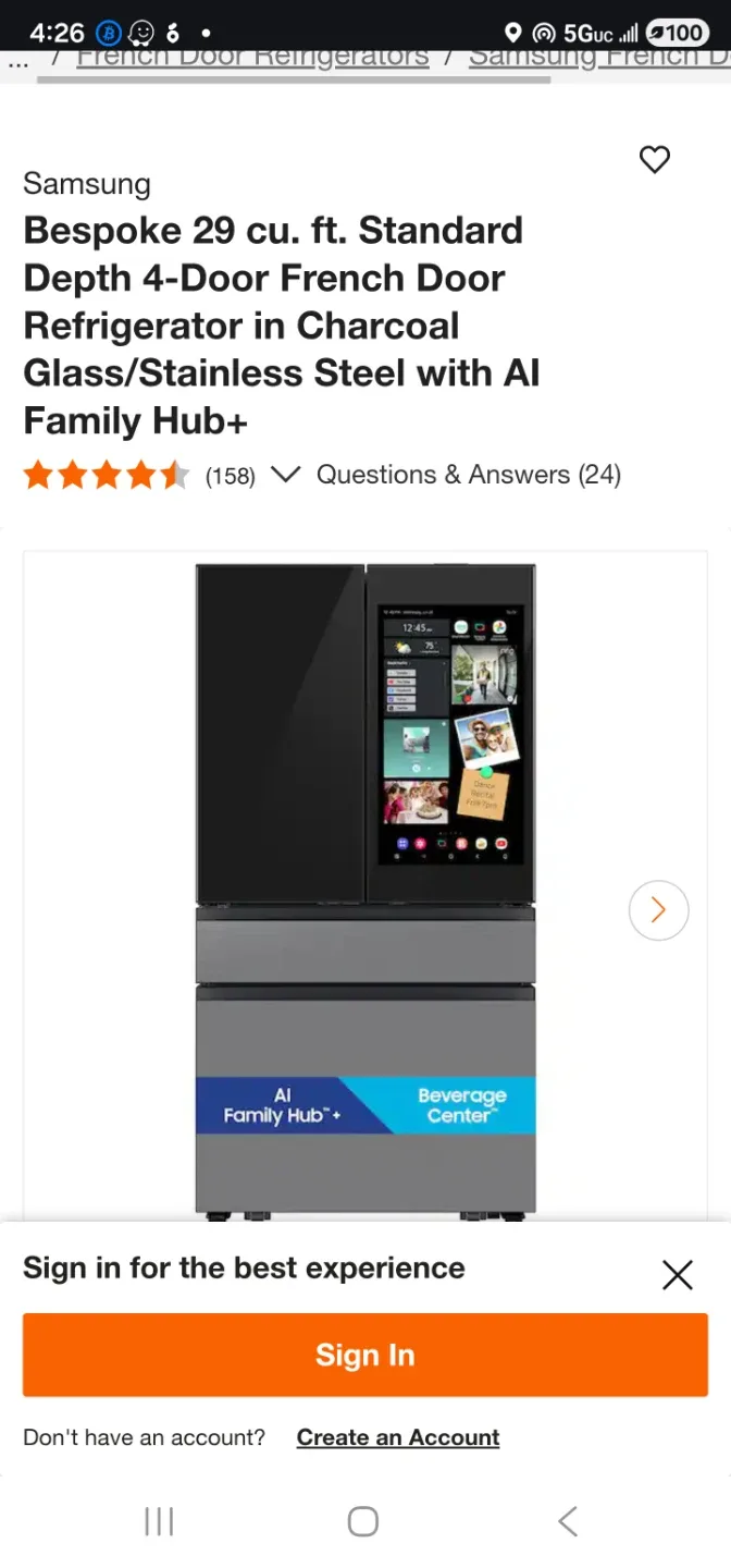 New Samsung Bespoke AI 4-Door French Door Refrigerator