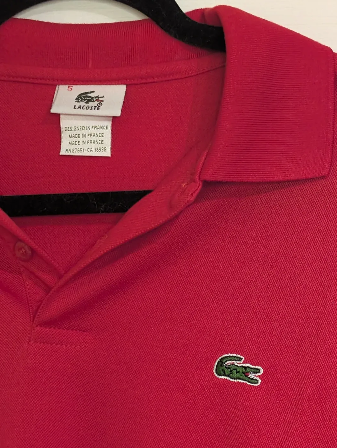 Lacoste Red Polo Shirt Size 5