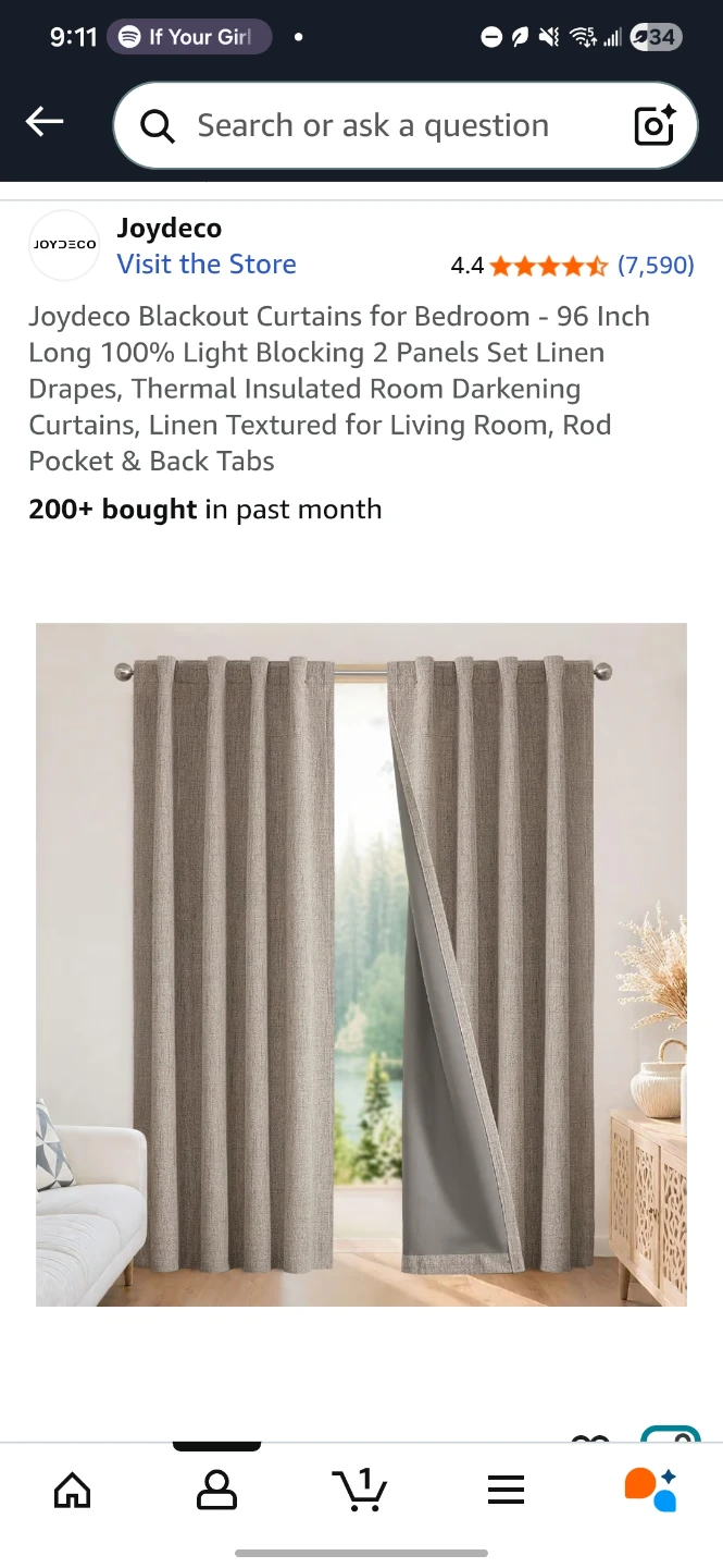 Blackout Curtains 96 Inch - Linen Textured
