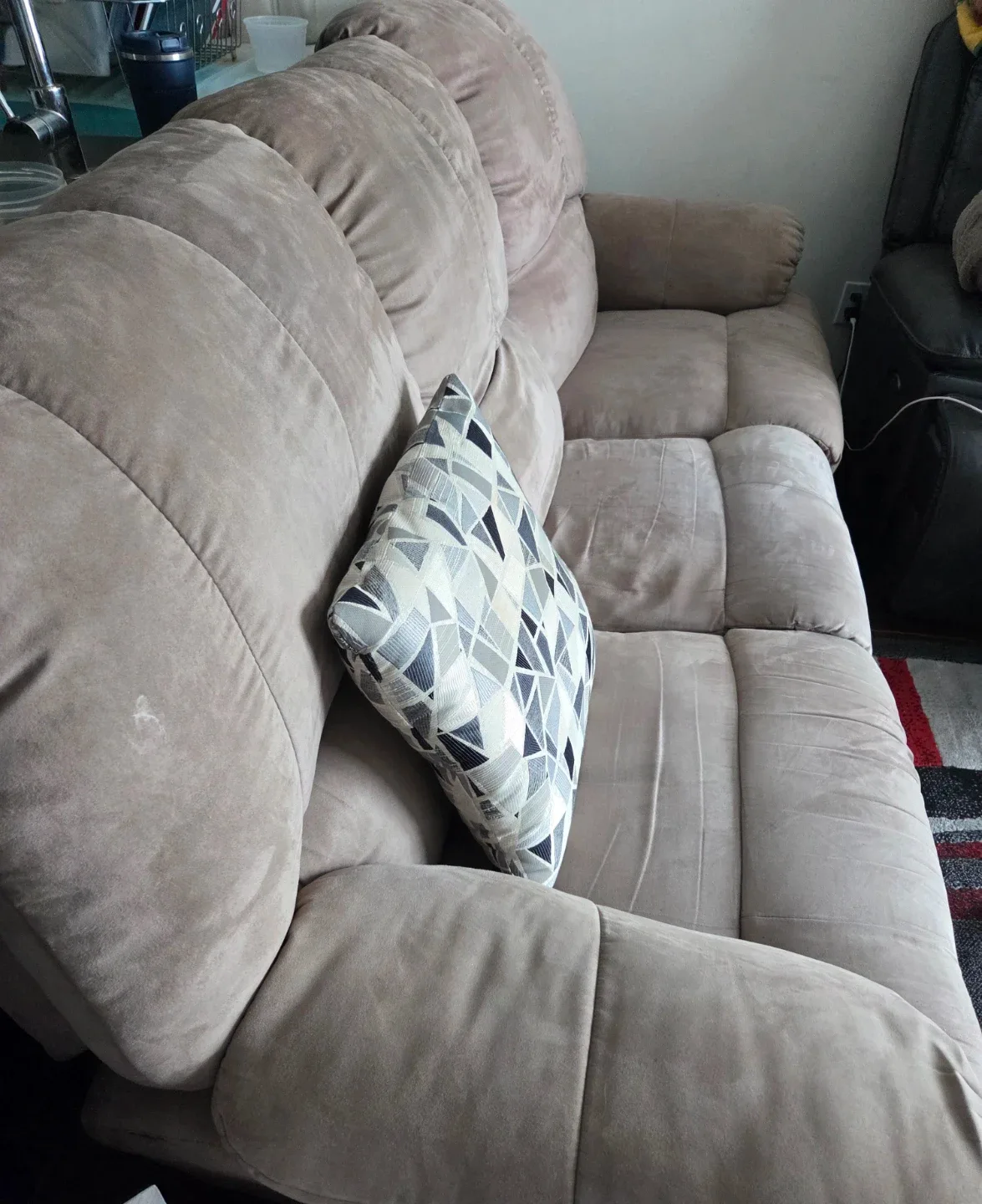 #Cleanout  Free Beige Reclining Sofa image indicator(3)
