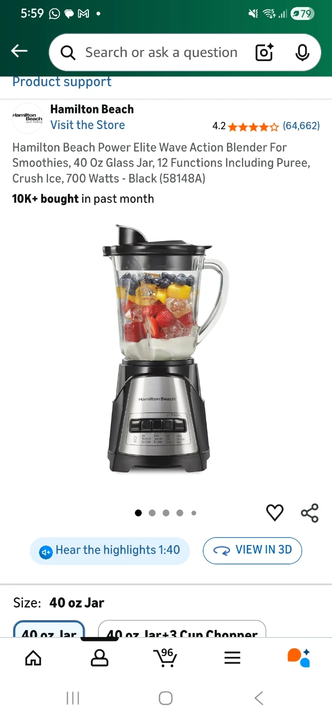 Hamilton Beach Power Elite Wave Action Blender