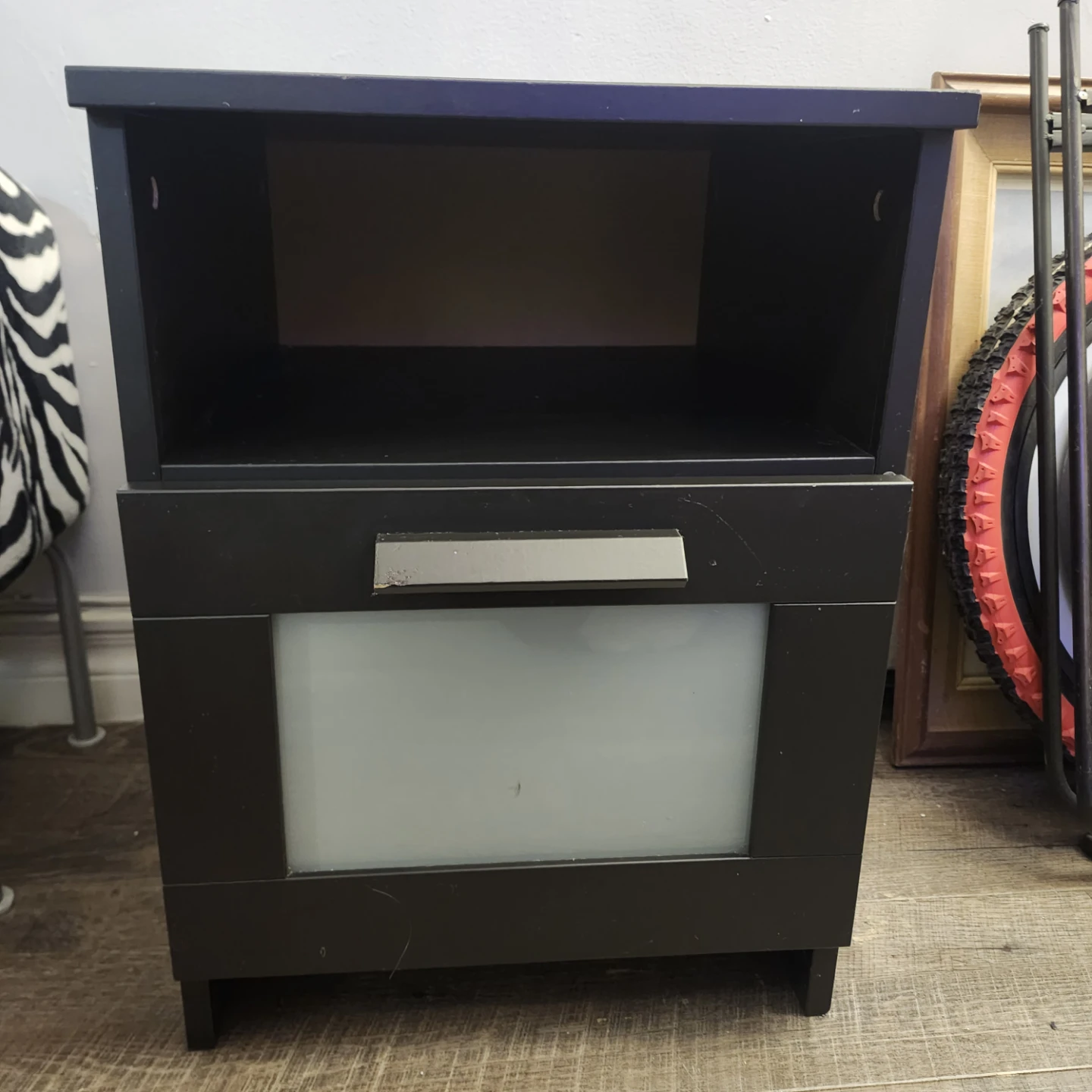Black Nightstand with Drawer