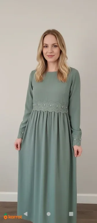 Green Maxi Dress with Lace Detail #Cleanout image indicator(2)