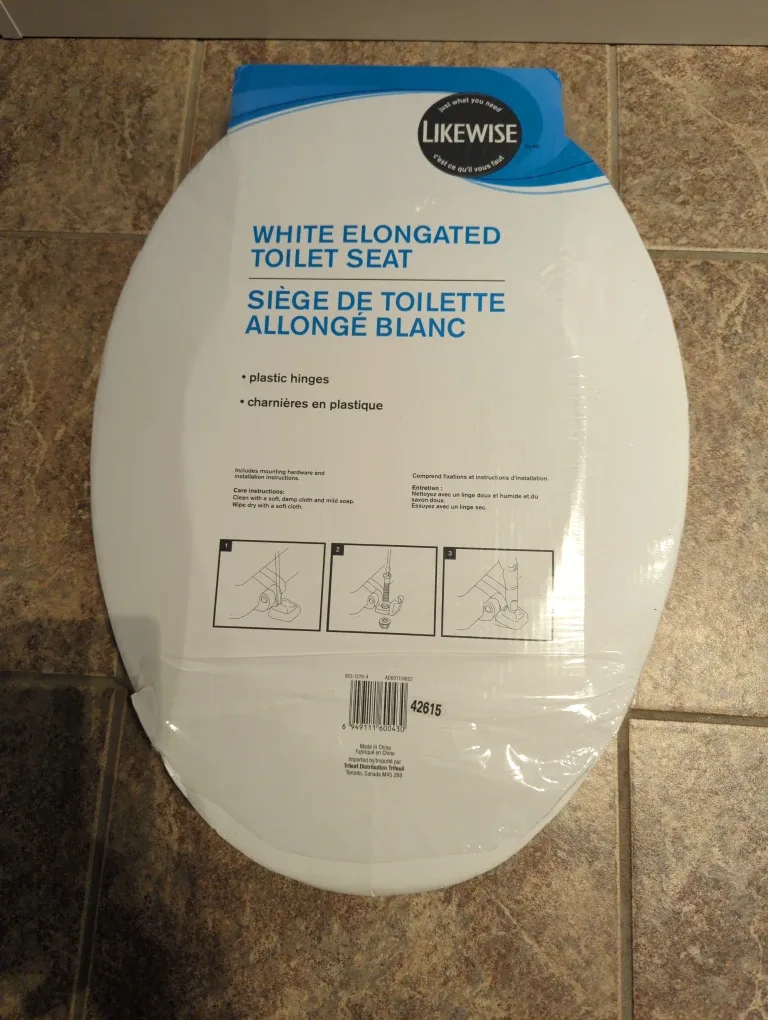 #Cleanout: White Elongated Toilet Seat