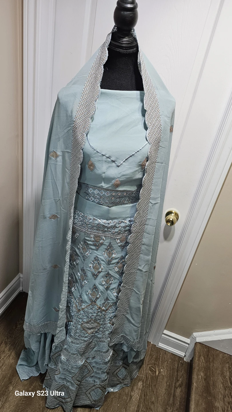 Blue Embroidered Lehenga Choli Set