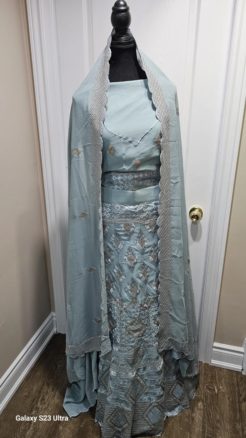 Blue Embroidered Lehenga Choli Set - photo 2