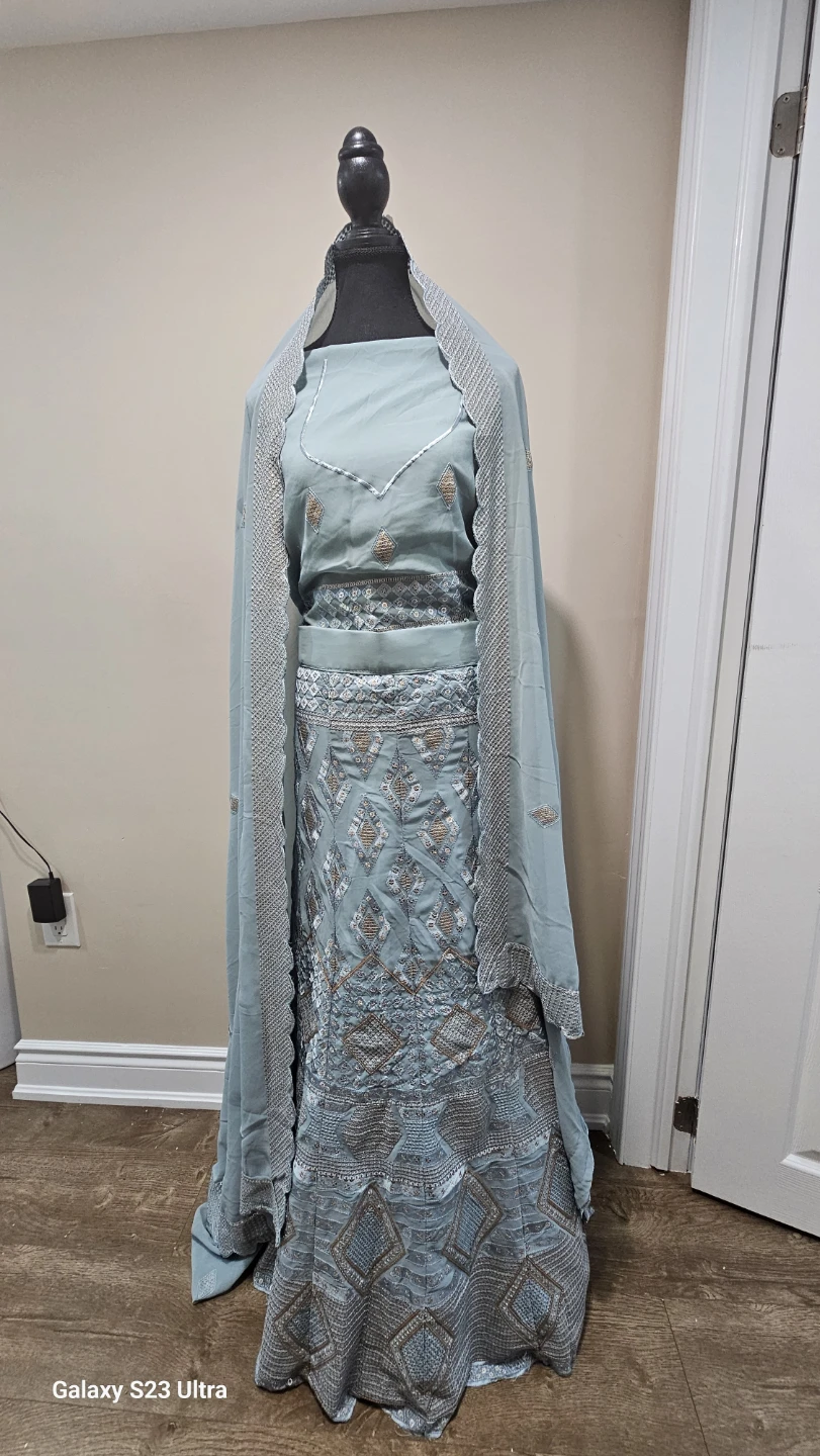 Blue Embroidered Lehenga Choli Set - photo 5
