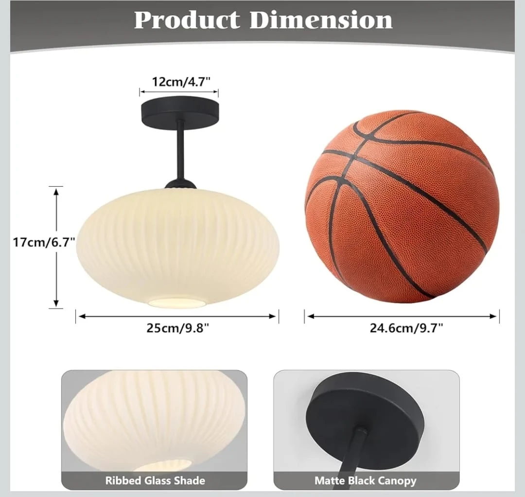 Ribbed Glass Shade Ceiling Light - photo 2