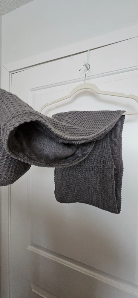 Grey Neck Warmer / Knit Scarf with Fur Lining, virtually new